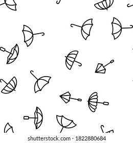 Umbrella Rain Protect Vector Seamless Pattern Thin Line Illustration