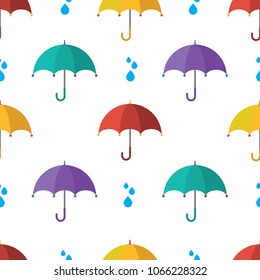 Umbrella Rain Seamless Pattern Background Vector