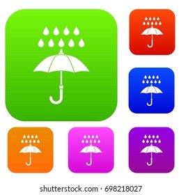 Umbrella and rain set icon in different colors isolated vector illustration. Premium collection