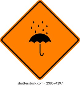 Vector Triangular Road Sign Umbrella Rain Stock Vector (Royalty Free ...