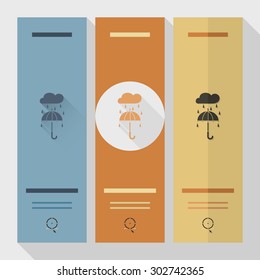 Umbrella and Rain. Single Flat Autumn Icon . Simple and Minimalistic Style. Vector