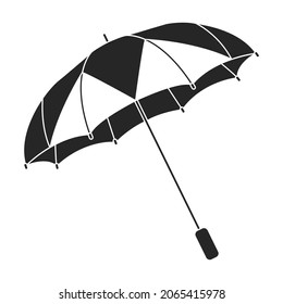 Icono negro del vector de lluvia paraguas. Parasol de ilustración vectorial sobre fondo blanco. Icono de ilustración negra aislada de la lluvia de paraguas.