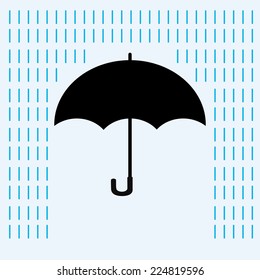 Umbrella in the rain, vector illustration