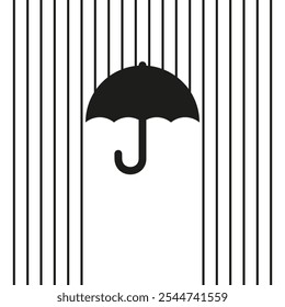 Umbrella in the rain. Vector illustration.