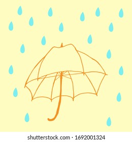 Umbrella with rain vector illustration. Umbrella for decoration design. umbrella for concept design. Creative vector concept.
