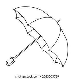 Umbrella rain vector outline icon. Vector illustration parasol on white background. Isolated outline illustration icon of umbrella rain.