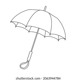 Icono de contorno del vector de lluvia paraguas. Parasol de ilustración vectorial sobre fondo blanco. Icono de ilustración de contorno aislado de lluvia de paraguas.