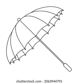 Regenschirmregen, Vektorsymbol. Vektorgrafik-Sonnenschirm auf weißem Hintergrund. Einziger Umriss-Illustrationssymbol des Regenschirms.