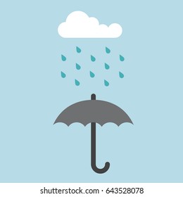 umbrella rain weather forecast cloud vector illustration. weather icon umbrella flat logo forecast rainy vector isolated clouds rainfall raining cats and dogs grey parasol banner icon