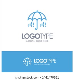 Umbrella, Rain, Weather, Spring Blue outLine Logo with place for tagline