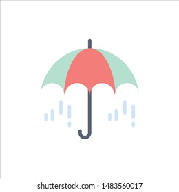Umbrella, Rain, Weather, Spring  Flat Color Icon. Vector icon banner Template