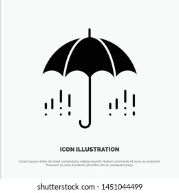 Umbrella, Rain, Weather, Spring solid Glyph Icon vector