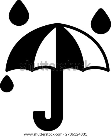 Umbrella and Raindrops Icon Illustration