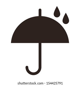 Umbrella with raindrops isolated on white background