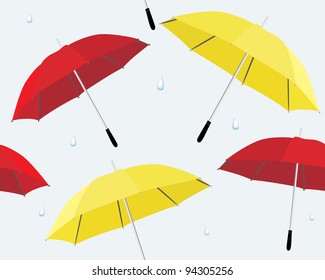 Umbrella and raindrops. Vector