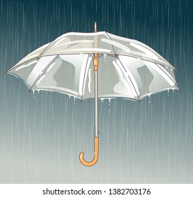 Umbrella. It's raining hard. Bad weather