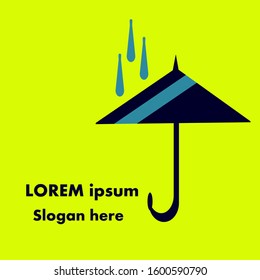 umbrella, rain.vector illustration with yellow background.