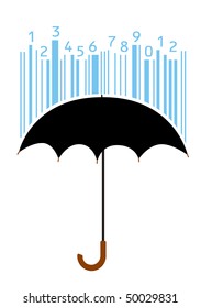umbrella and rainy bar-code