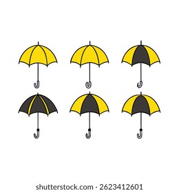 Ilustración vectorial de Elementos de ciudad lluviosa de paraguas