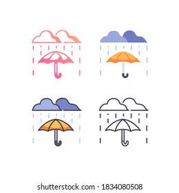 umbrella rainy icon, vector and illustration