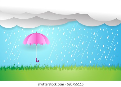 umbrella in rainy season,Rain cloud vector 