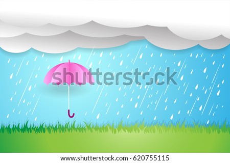 umbrella in rainy season,Rain cloud vector 