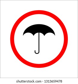 Umbrella in red circle sign