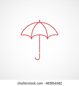 Umbrella Red Flat Icon On White Background