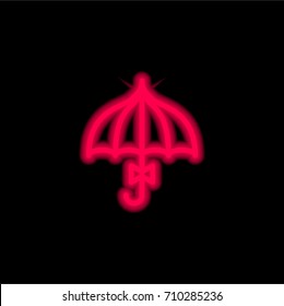 Umbrella red glowing neon ui ux icon. Glowing sign logo vector