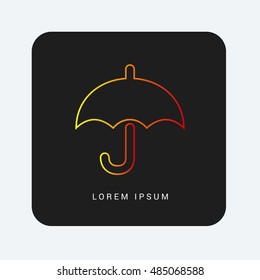 Umbrella Red & Orange gradient attractive line thin icon / logo design