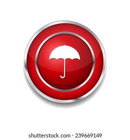 Umbrella Red Vector Icon Button
