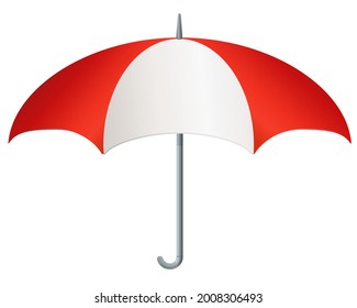 umbrella with red and white stripes isolated on a white background