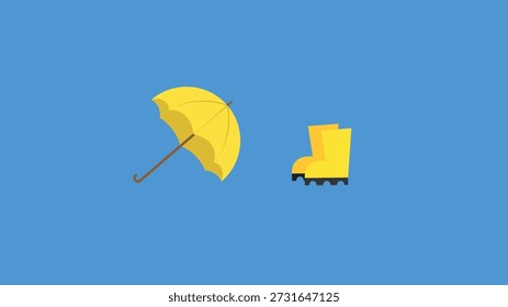 Regenschirm und Gummistiefel Symbol. Flaches Design. Vektorgrafik