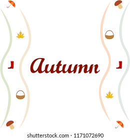 umbrella rubber boots maple leaf basket mushroom autumnal vector background