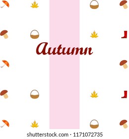 umbrella rubber boots maple leaf basket mushroom autumnal vector background