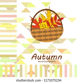 umbrella rubber boots maple leaf basket mushroom autumnal vector background