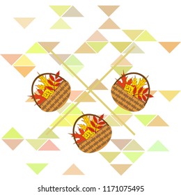 umbrella rubber boots maple leaf basket mushroom autumnal vector background