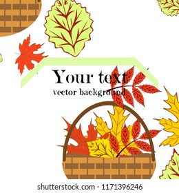 umbrella rubber boots maple leaf basket mushroom autumnal vector background