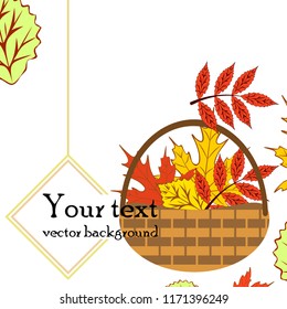 umbrella rubber boots maple leaf basket mushroom autumnal vector background