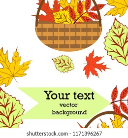 umbrella rubber boots maple leaf basket mushroom autumnal vector background