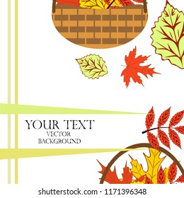 umbrella rubber boots maple leaf basket mushroom autumnal vector background