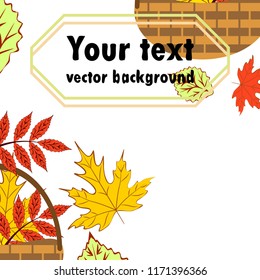 umbrella rubber boots maple leaf basket mushroom autumnal vector background