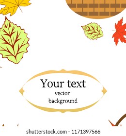 umbrella rubber boots maple leaf basket mushroom autumnal vector background