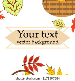 umbrella rubber boots maple leaf basket mushroom autumnal vector background