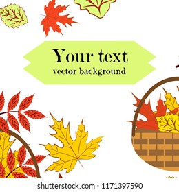umbrella rubber boots maple leaf basket mushroom autumnal vector background
