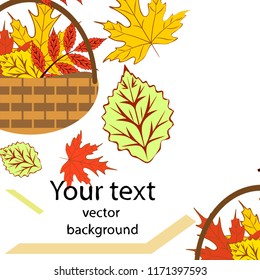 umbrella rubber boots maple leaf basket mushroom autumnal vector background