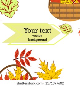 umbrella rubber boots maple leaf basket mushroom autumnal vector background