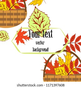 umbrella rubber boots maple leaf basket mushroom autumnal vector background