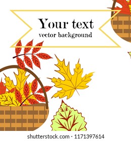 umbrella rubber boots maple leaf basket mushroom autumnal vector background