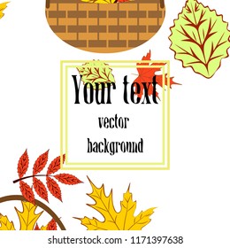 umbrella rubber boots maple leaf basket mushroom autumnal vector background